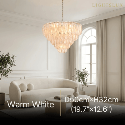 Luxury Chandelier --Textured Glass & Metal for Living Room