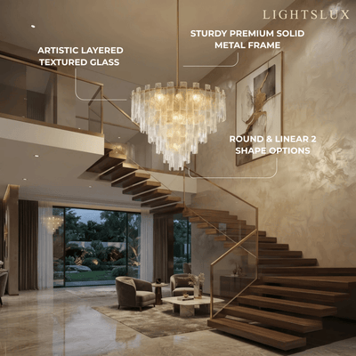 Excelis Luxury Chandelier -- Hand-Blown Glass & Metal for Living Room / Foyer