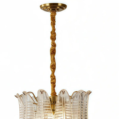Excelis Luxury Sculptural Glass Leaf Chandelier -- Metal Frame for Dining Room Detail