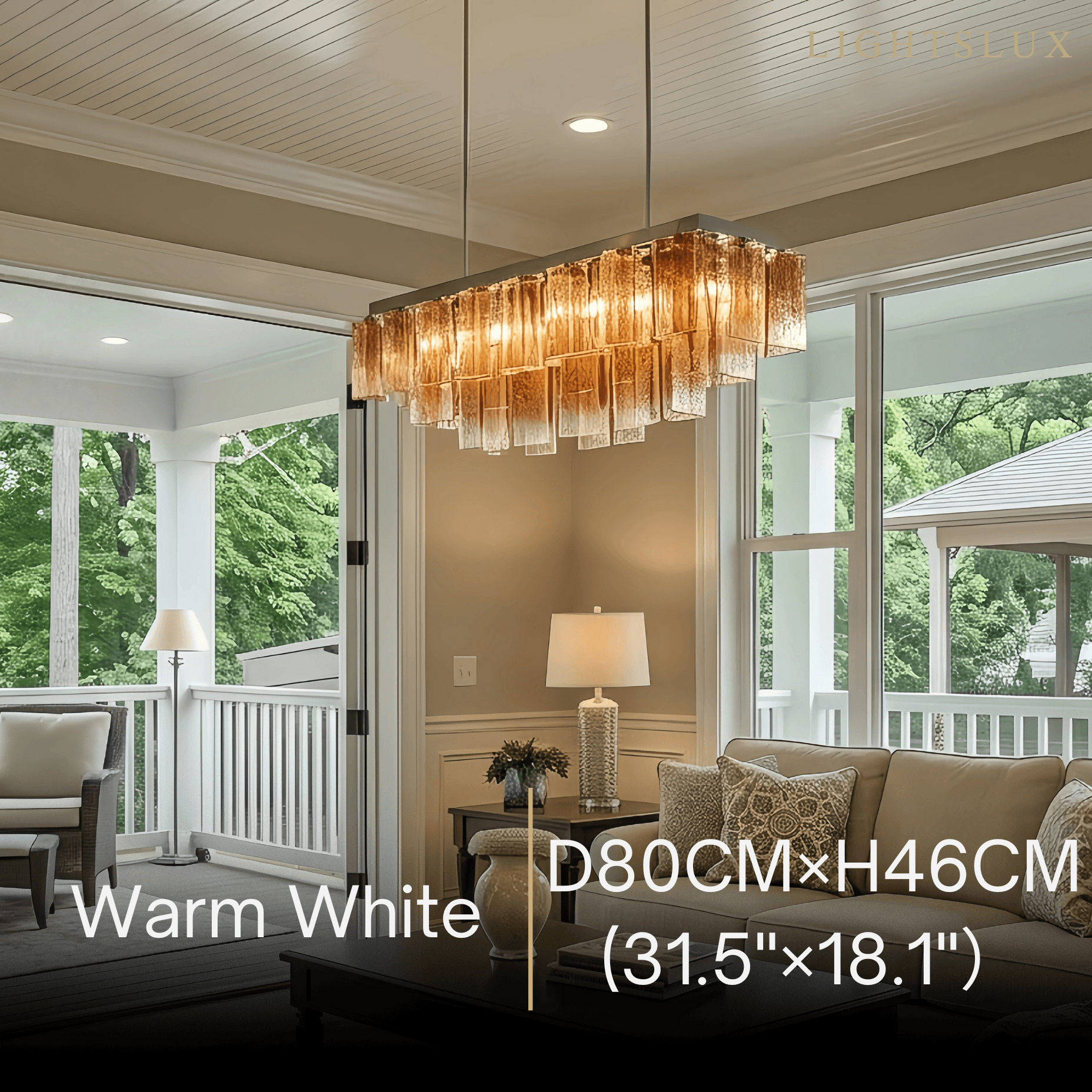 Luxury Linear Chandelier -- Layered Gradient Brown Glass for Dining Room