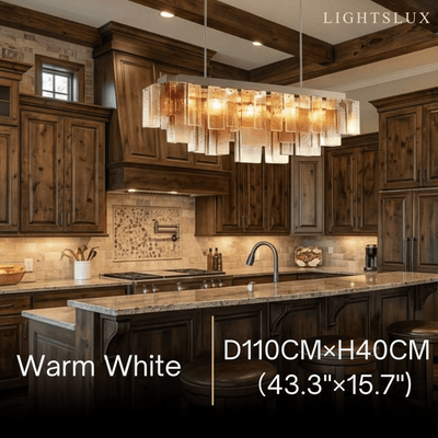 Excelis Luxury Linear Chandelier -- Layered Gradient Brown Glass for Kitchen