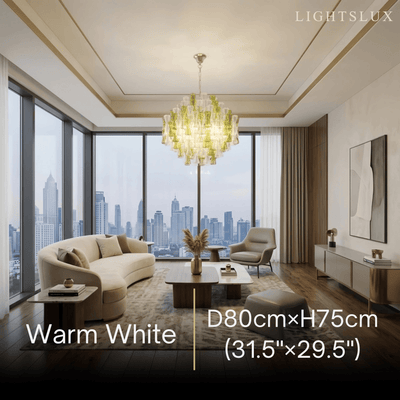 Excelis Luxury Glass Chandelier -- Clear & Green Hourglass