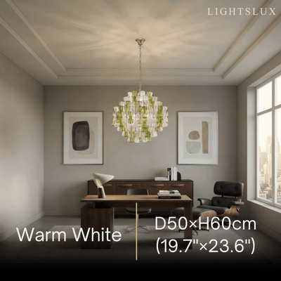 Excelis Luxury Glass Chandelier -- Clear & Green Hourglass for Study Room D50