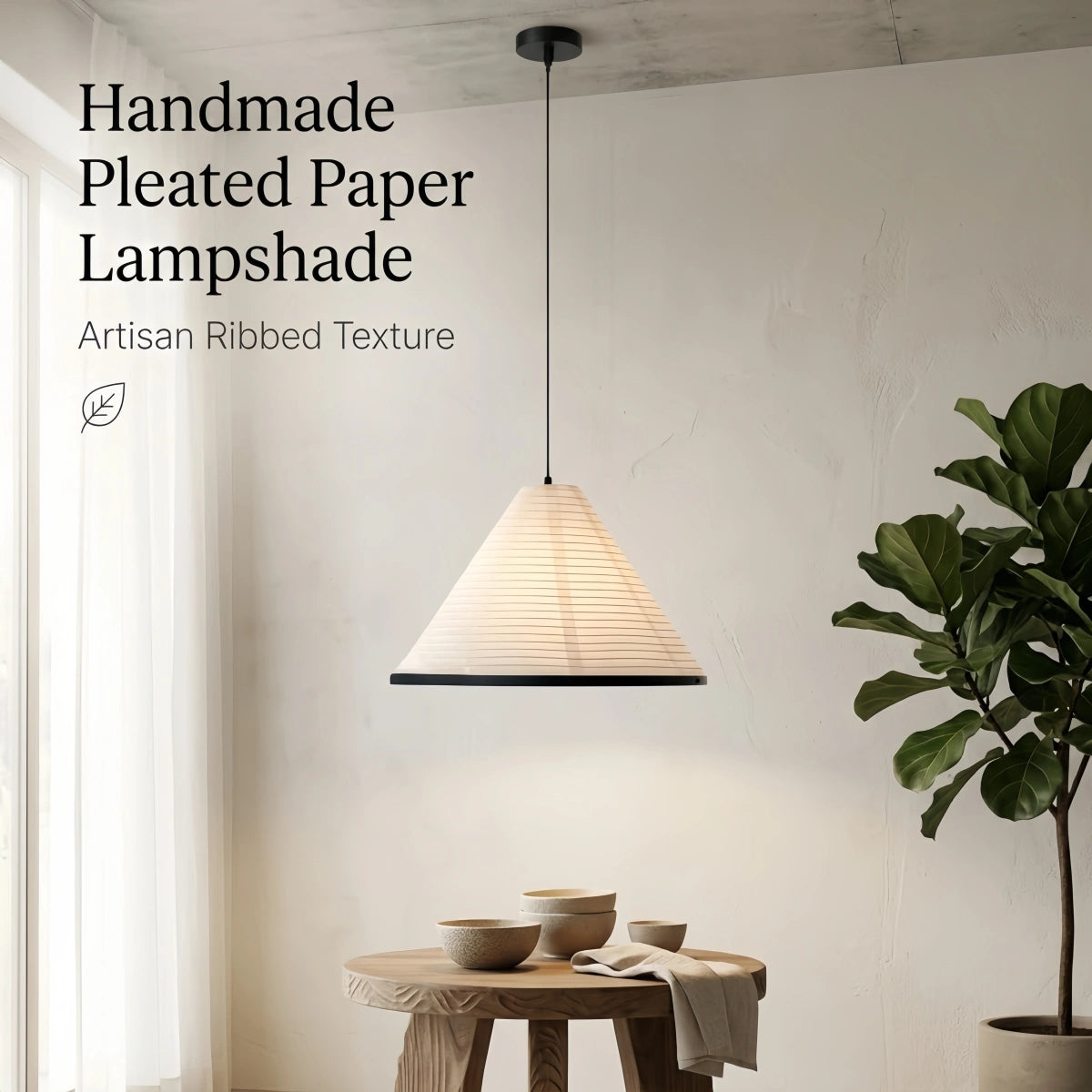 Zenno Wabi-sabi Paper Pendant Light — Metal Frame for Bedroom