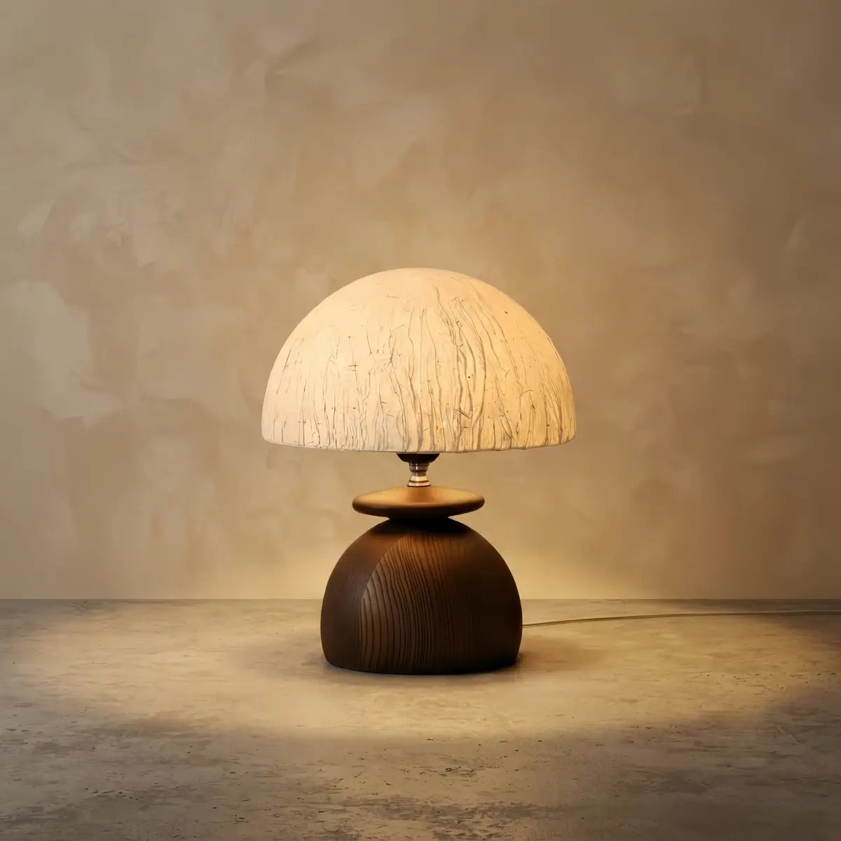 Wabi-sabi Table Lamp -- Paper Shade & Wood Base