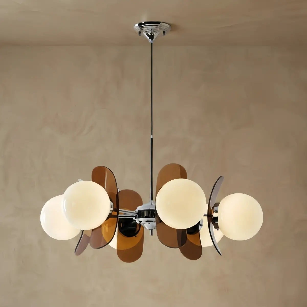 Art Deco Pendant Lamp-- Metal & Acrylic Brown for Dining Room