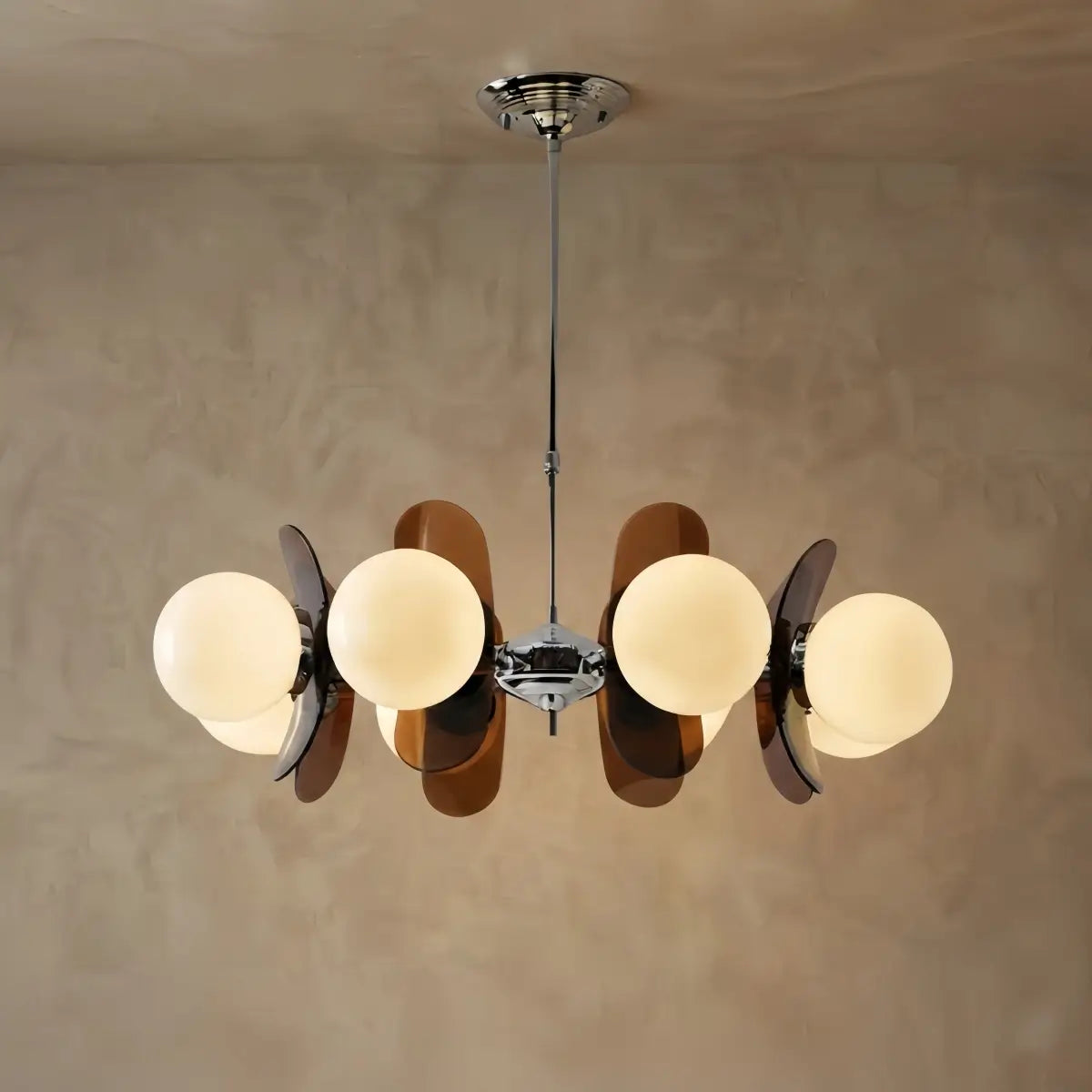 Art Deco Pendant Lamp-- Metal & Acrylic Brown/Orange for Dining Room