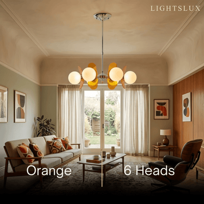 Vivara Art Deco Pendant Lamp-- Metal & Acrylic Orange for Dining Room