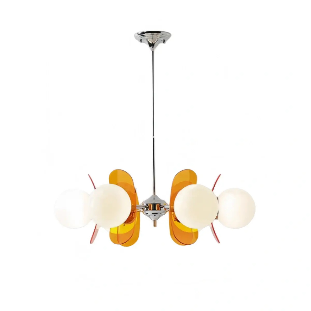 Vivara Art Deco Pendant Lamp-- Metal & Acrylic Orange for Dining Room
