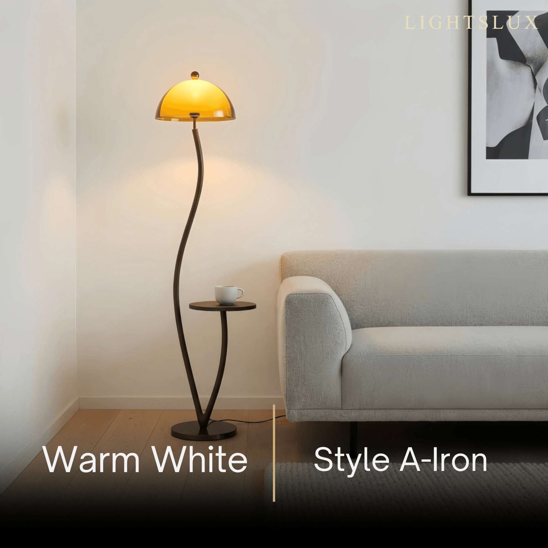 Velora Vintage Floor Lamp -- Fabric/Metal/Wood with Stepless Dimming for Living Room
