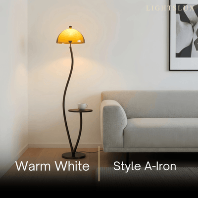 Velora Vintage Floor Lamp -- Fabric/Metal/Wood with Stepless Dimming for Living Room