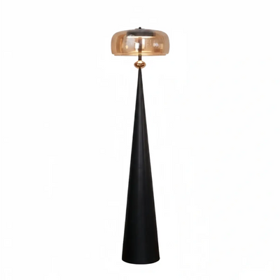 Vetro Modern Glass Floor Lamp -- Black Metal & Amber for Living Room