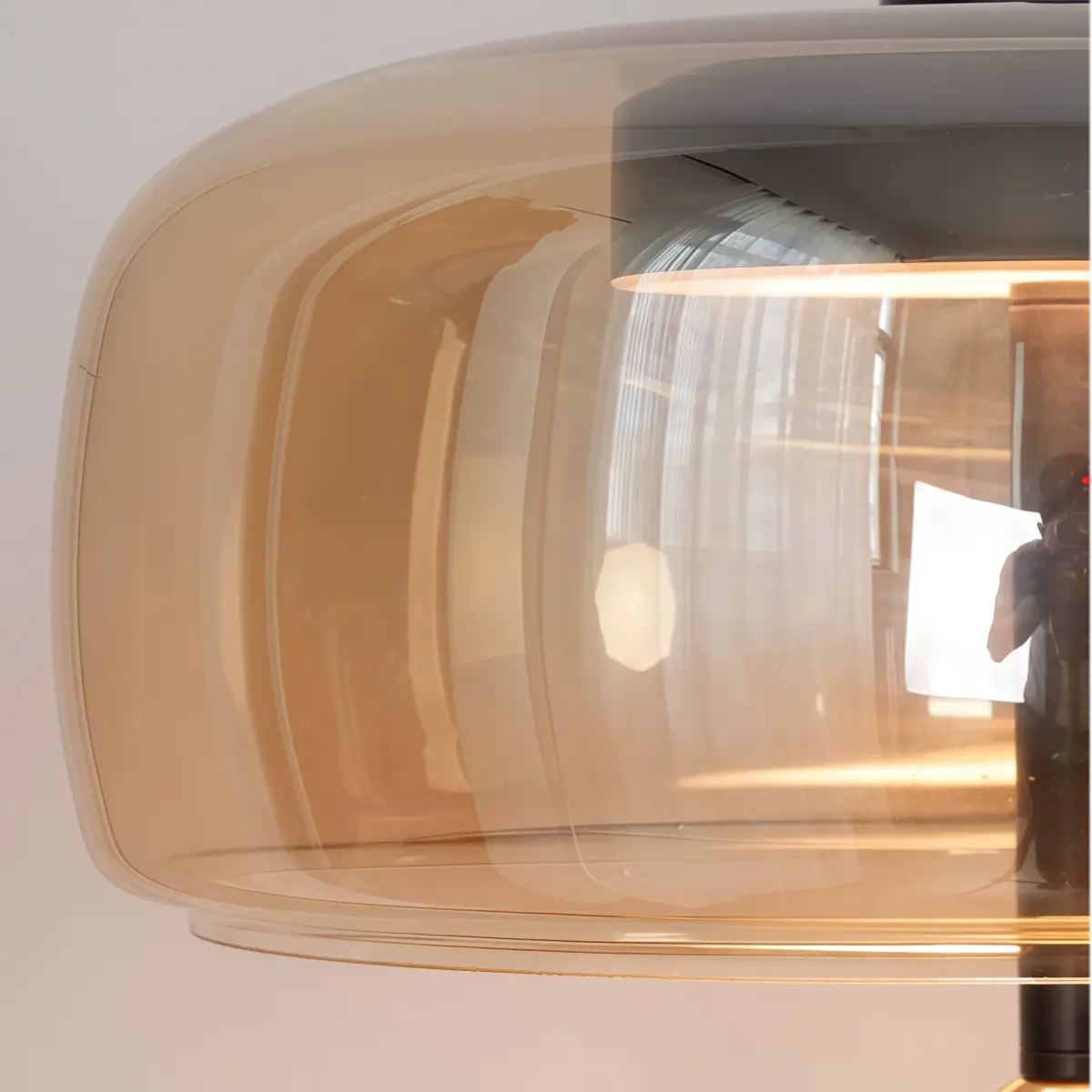 Vetro Modern Glass Floor Lamp -- Black Metal & Smoke Grey/Amber for Living Room Detail