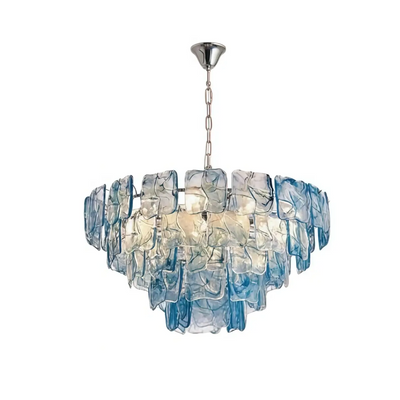 Luxury Branch-Style Tiered Chandelier— Metal & Glass Blue for Dining Room