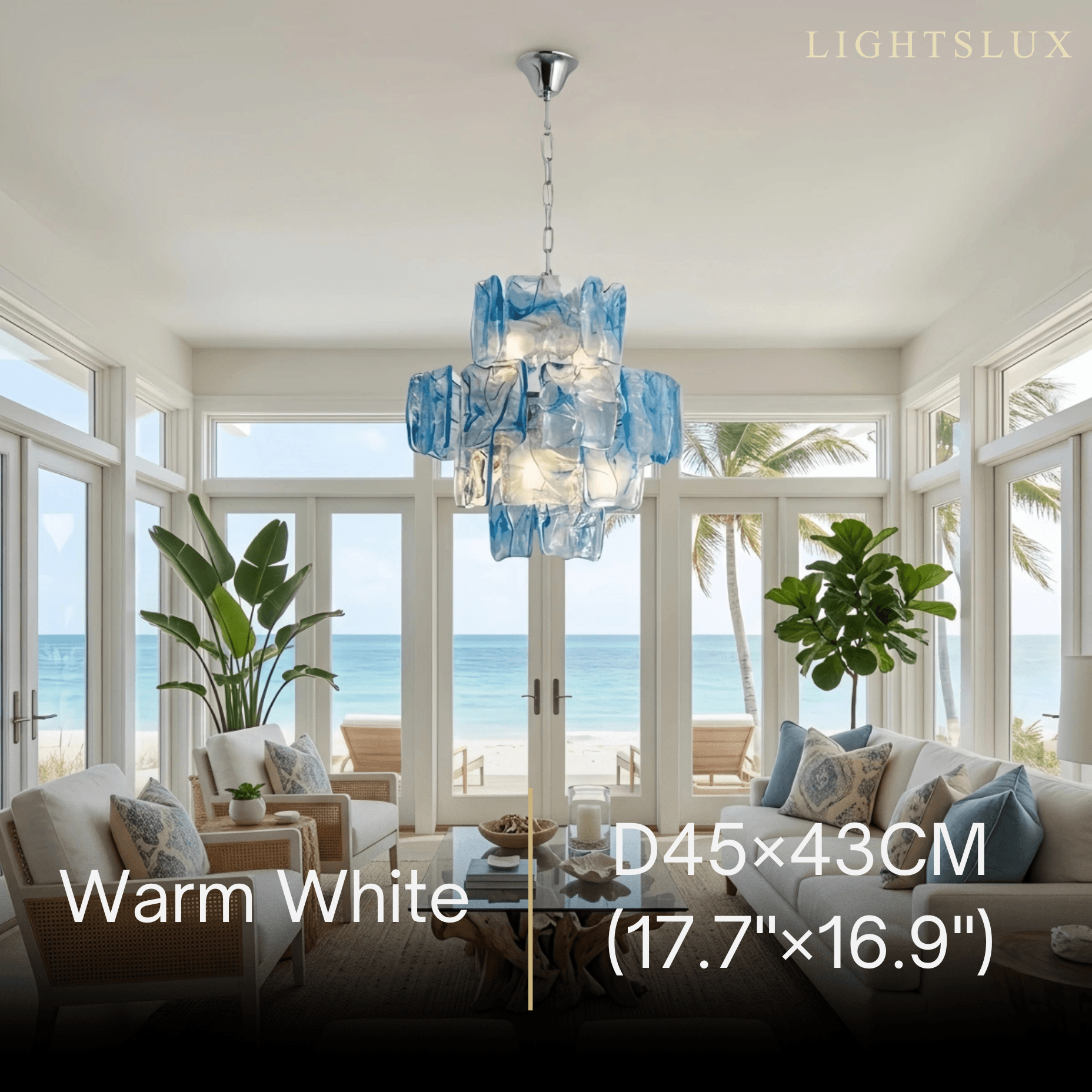 Excelis Luxury Branch-Style Tiered Chandelier— Metal & Glass Blue for Dining Room