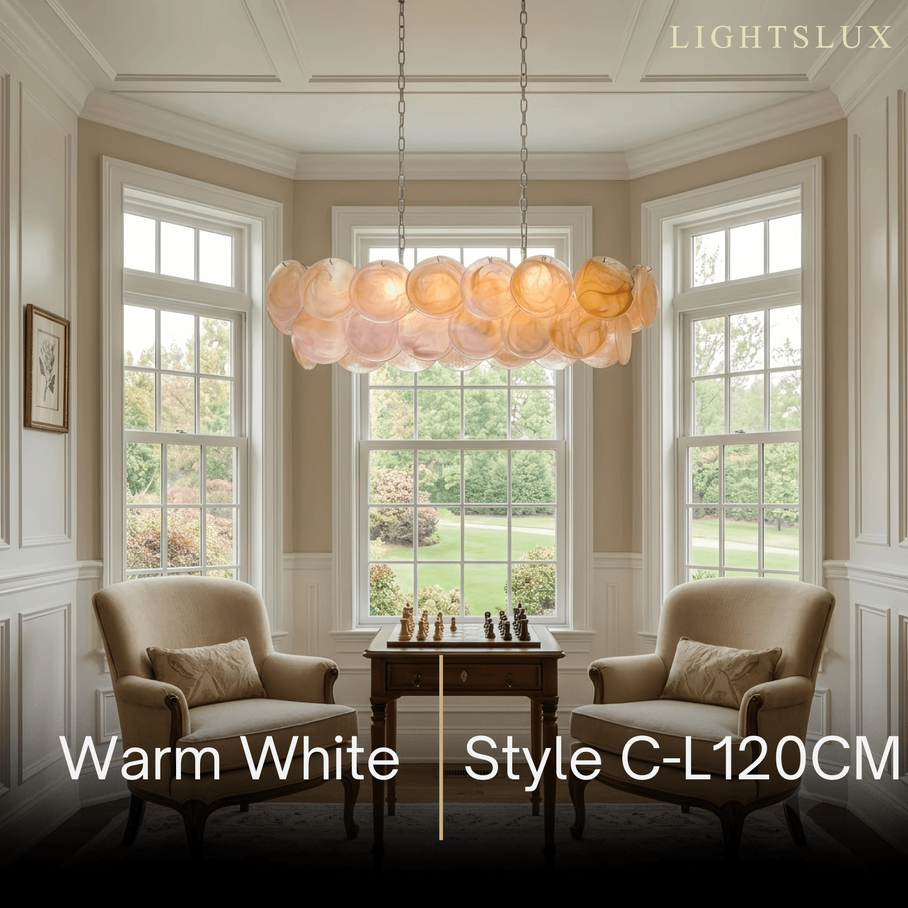 Vetro Luxury Chandelier - Iron Glass Crystal with Tri-color LED Multi-color for Living RoomSTYLEC
