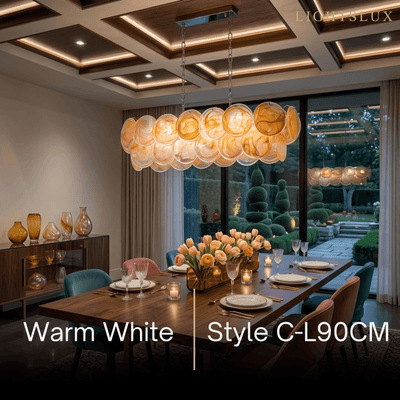 Vetro Luxury Chandelier - Iron Glass Crystal with Tri-color LED Multi-color for Living RoomSTYLEC