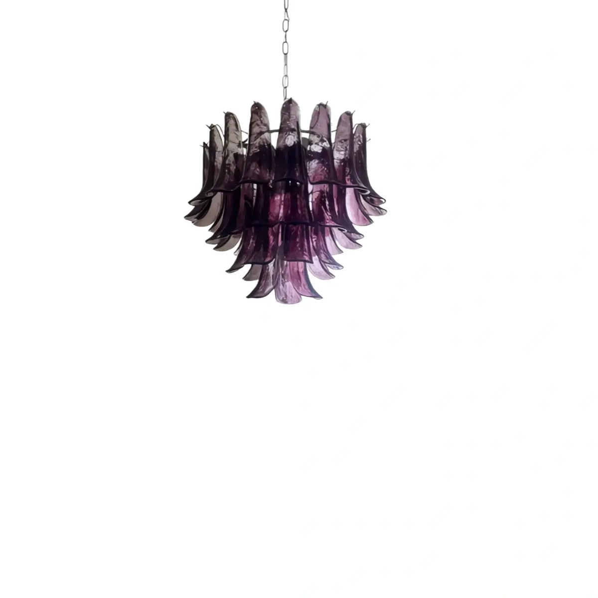 Vetro Vintage Glass Chandelier -- Iron Body Purple Finish for Living Room