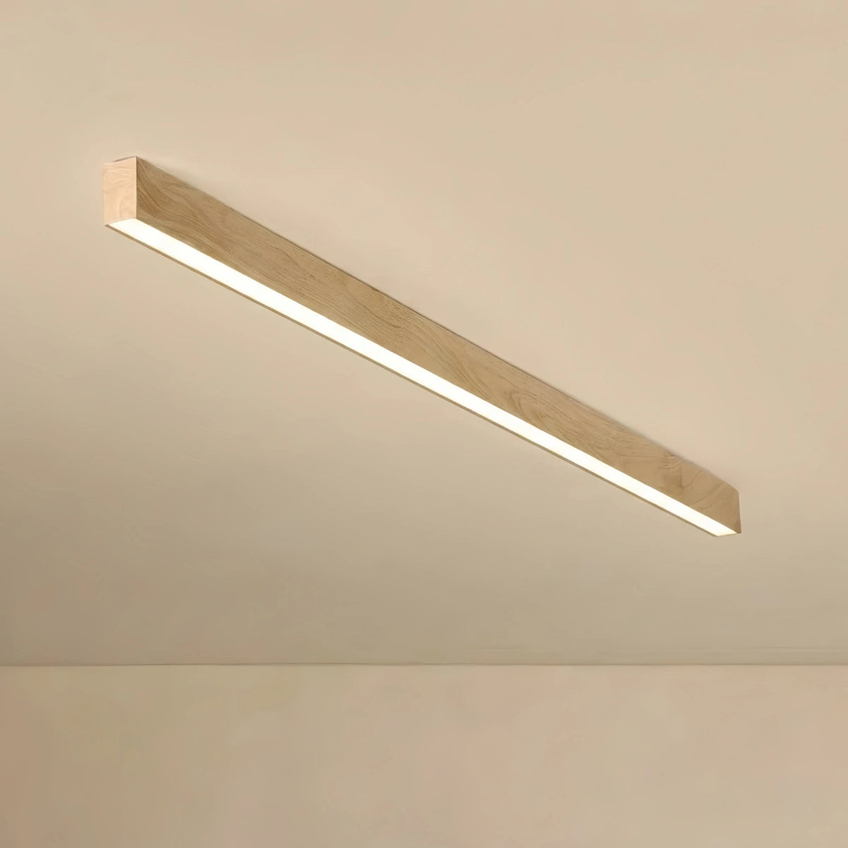 Zenno Minimalist Linear Ceiling Light -- Iron & Acrylic Natural Wood/Walnut for Hallway
