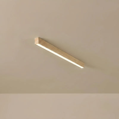 Minimalist Linear Ceiling Light -- Iron & Acrylic Natural Wood/Walnut for Hallway