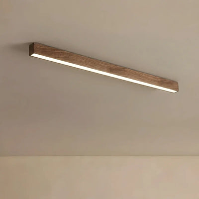 Zenno Minimalist Linear Ceiling Light -- Iron & Acrylic Wood-Grain Natural Wood/Walnut for Hallway