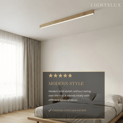 Minimalist Linear Ceiling Light -- Iron & Acrylic Wood-Grain Natural Wood/Walnut for Hallway