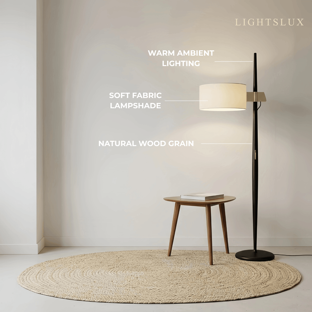 Velora Minimalist Wood Floor Lamp -- Cylindrical for Reading Corner
