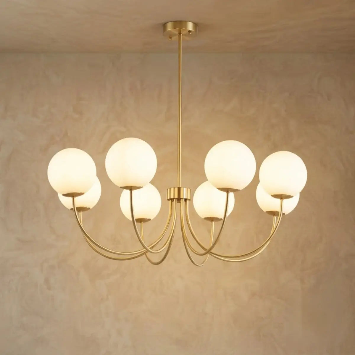 Vetro Minimalist Chandelier - Glass Iron with Tri-color E27 - 8-Head for Living Room
