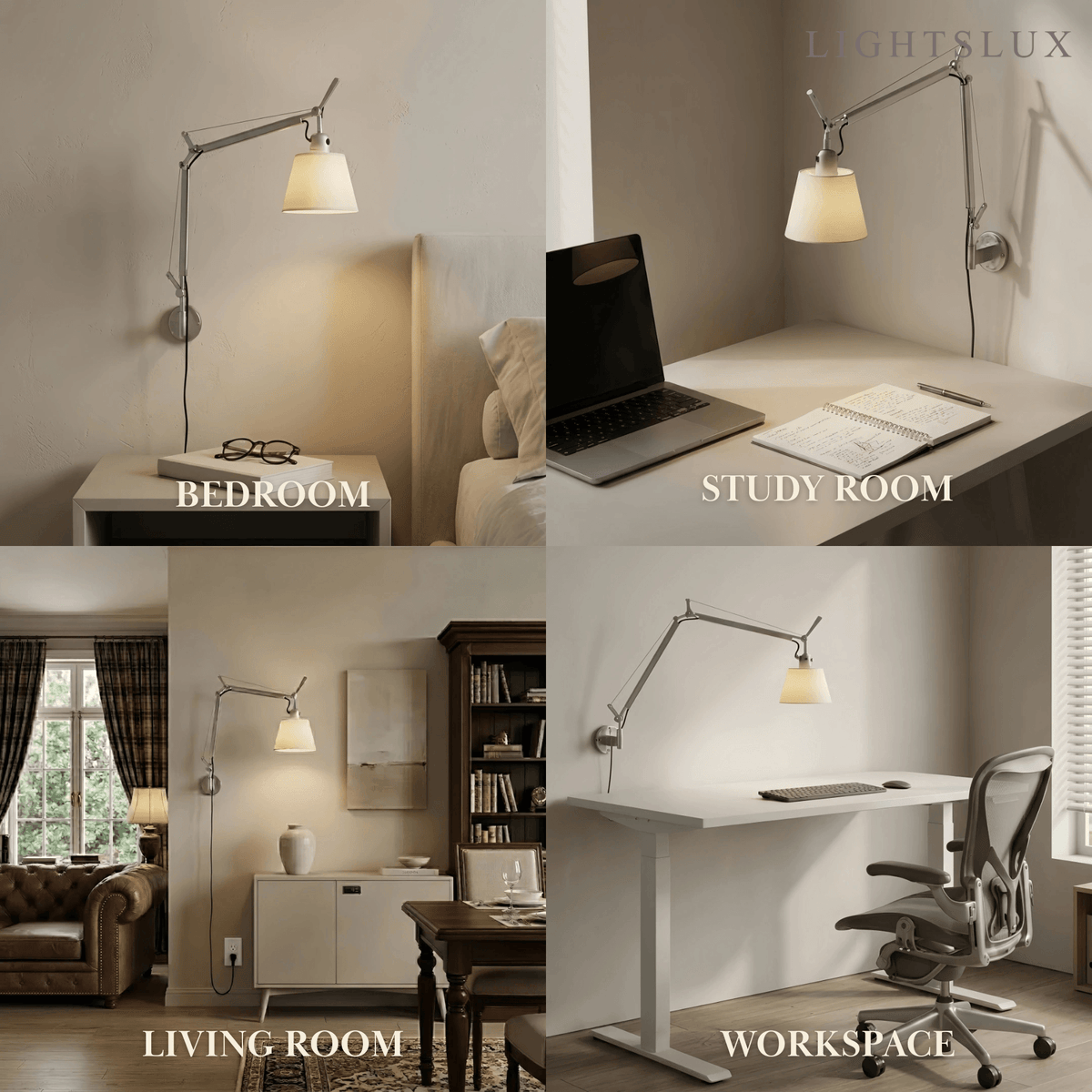 Stellar Modern Wall Lamp - Fabric Aluminum - Dual Arm for Bedroom Living Room