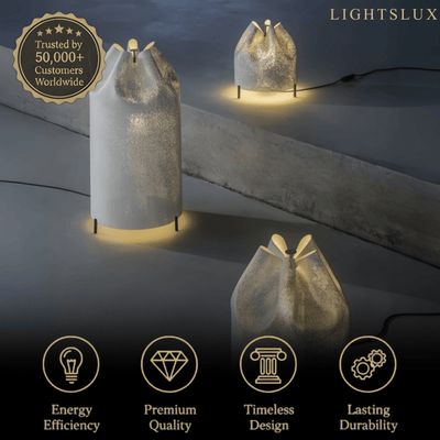 Crema Art Deco Floor Lamp - Iron Frame - 3 Sizes for Bedroom Study
