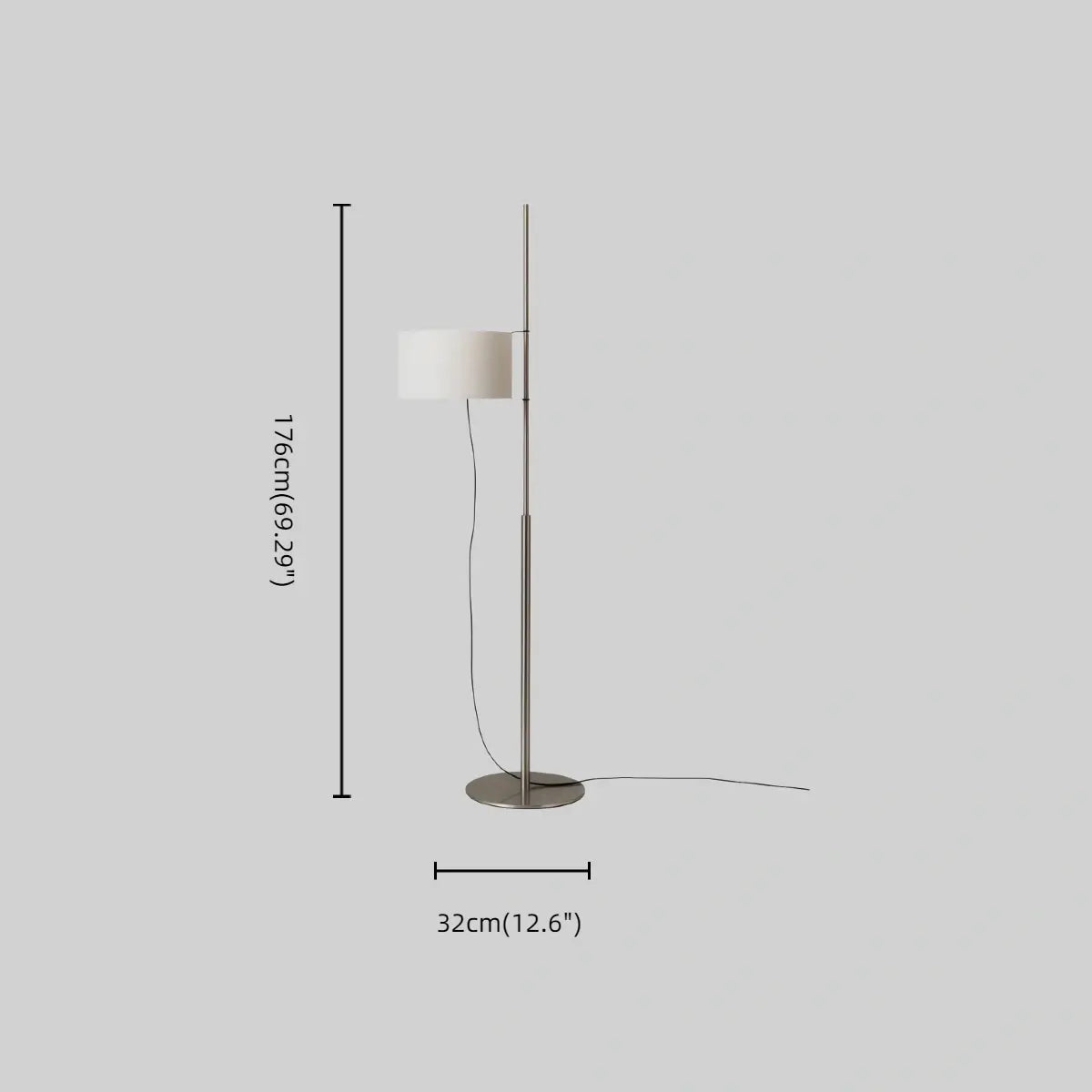 Vivara Mid-Century Floor Lamp -- Fabric Shade Nickel for Living Room