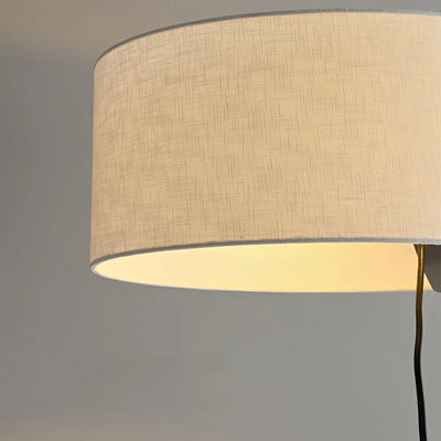 Vivara Mid-Century Floor Lamp -- Fabric Shade Nickel for Living Room