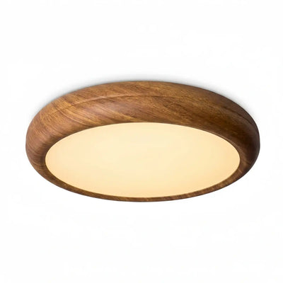 Scandinavian Round Ceiling Light – Metal & Acrylic, Walnut for Bedroom & Kitchen 
