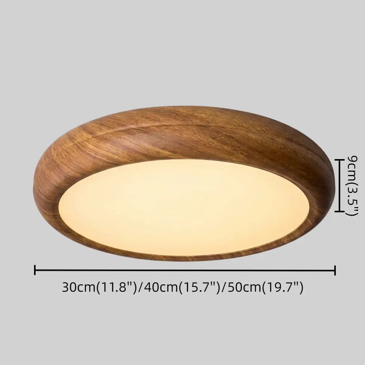 Scandinavian Round Ceiling Light – Metal & Acrylic, Walnut for Bedroom & Kitchen 