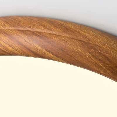 Scandinavian Round Ceiling Light – Metal & Acrylic, Walnut for Bedroom & Kitchen 