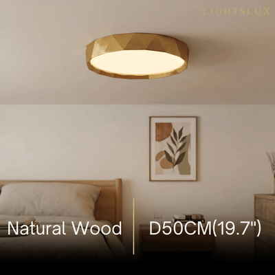 Arcato Vintage Wood‑Grain Ceiling Light - Iron & Acrylic for Living Room 
