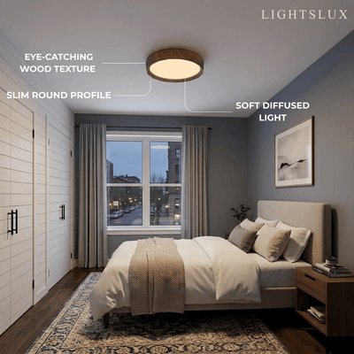 Arcato Vintage Wood‑Grain Ceiling Light - Iron & Acrylic for Bedroom