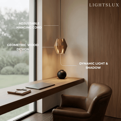 Arcato Vintage Pendant Light Wood - Walnut for Study