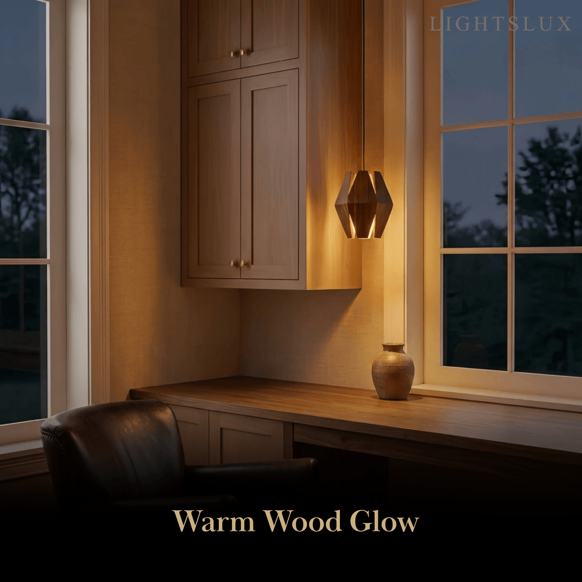 Arcato Vintage Pendant Light Wood - Walnut for Study