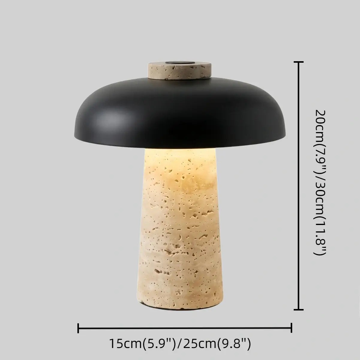 Strata Natural Travertine Table Lamp – Black Shade for Bedroom & Bedside