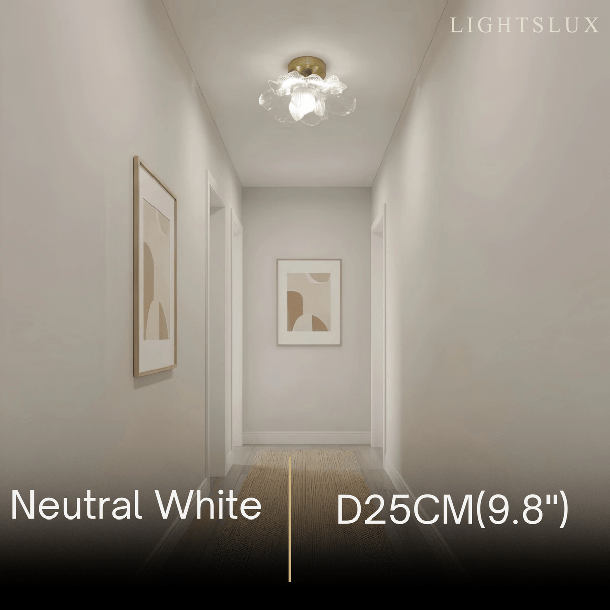 Lunara Elegant Flush Mount Ceiling Light – Glass Metal for Bedroom Hallway