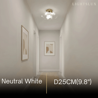 Lunara Elegant Flush Mount Ceiling Light – Glass Metal for Bedroom Hallway