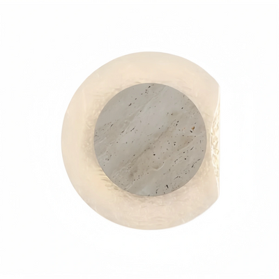 Strata Wabi-sabi Round Wall Lamp -- Natural Yellow Travertine & Acrylic for Bedroom