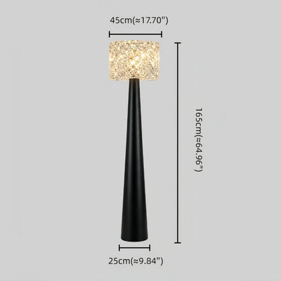 Velora Modern Crystal Floor Lamp – Black Metal for Living Room14