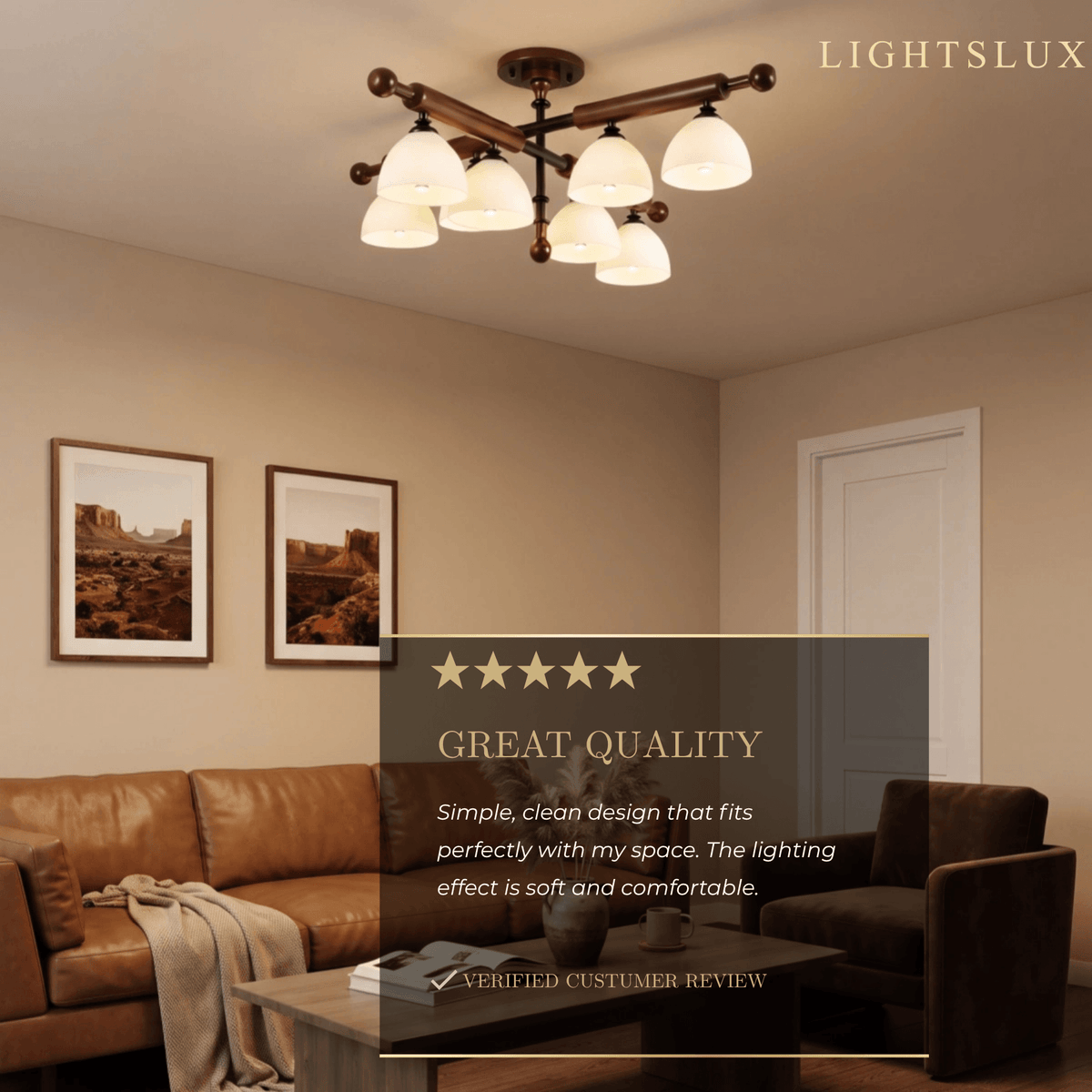 Nebula Modern Wood and Glass Ceiling Light – Walnut Round for Entryway and 