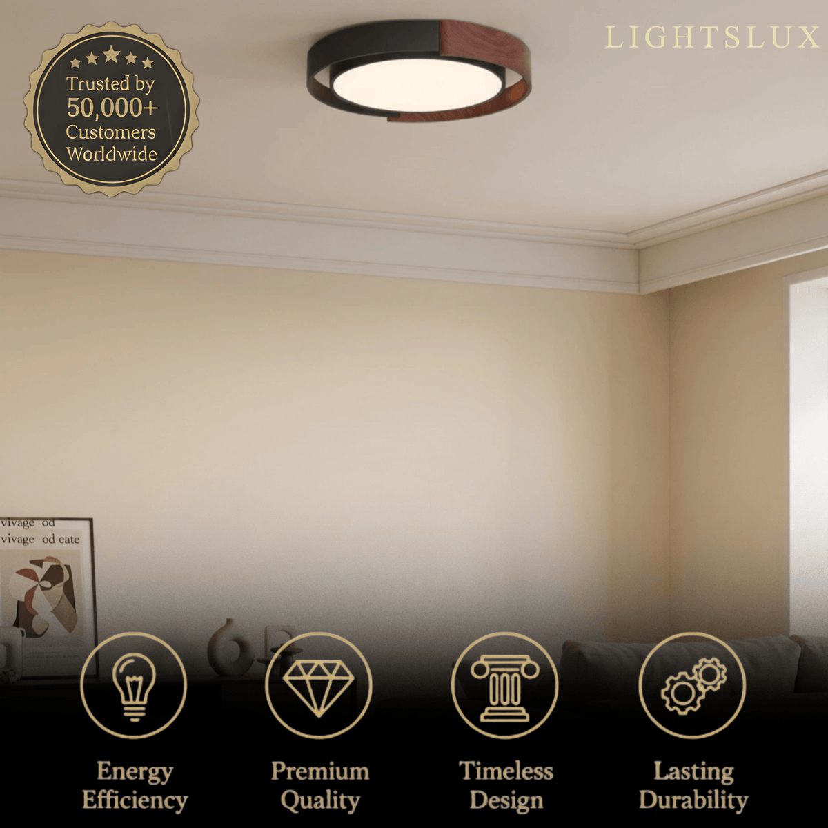 Zenno  Natural Walnut Ceiling Light – Round for B