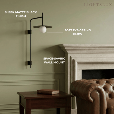 Modern Wall Sconce - Glass Metal with Dimmable G9 - Matte Black for Bookroom
