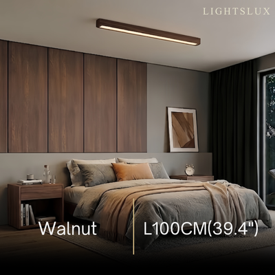Zenno Minimalist Linear Ceiling Light -- Natural Wood/Walnut for Hallway