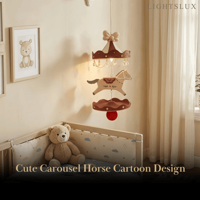 Cute Cartoon Carousel Wall Lamp -- PLA Material with Rotating Design