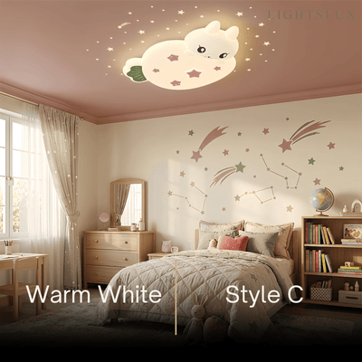 Vivara Cartoon Ceiling Lamp -- Iron & PE White for Bedroom Style C